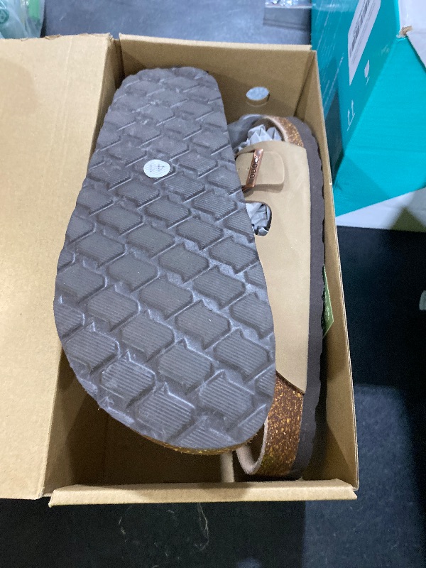 Photo 1 of ODOLY Unisex Cork Footbed Slide Sandal, Arch Support Summer Outdoor Sandals with Adjustable Buckle for Women and Men, Taupe 41 (10 Women/8.5 Men)