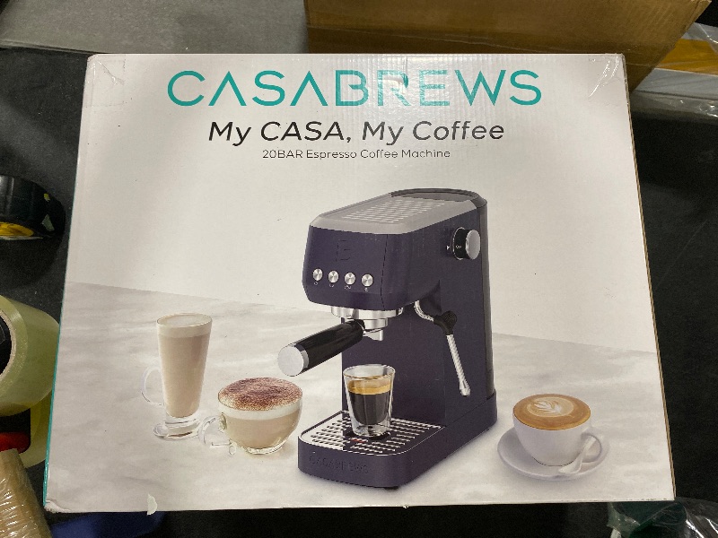 Photo 1 of CASABREWS 3700 Essential Espresso Machine 20 Bar, Stainless steel Coffee Maker with Milk Frother, Espresso Coffee Machine for Cappuccino, Latte, 43.9oz Water Tank, Sapphire Blue