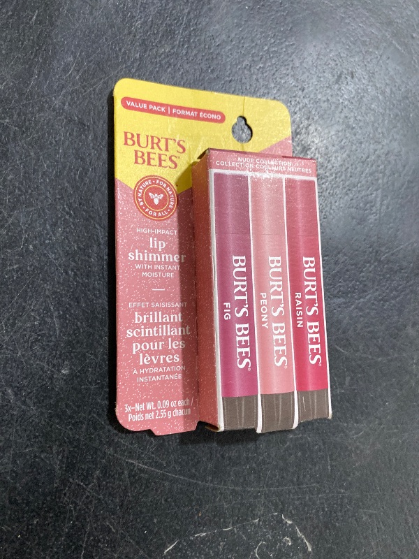 Photo 1 of Burt's Bees Lip Shimmer Nude Collection, Tinted Lip Balm Stick, Moisturizing for All Day Hydration with Natural Glowy Pigmented Finish & Buildable Color, 3 Warm Shades; Value Pack, 3 Tubes x 0.09 Oz