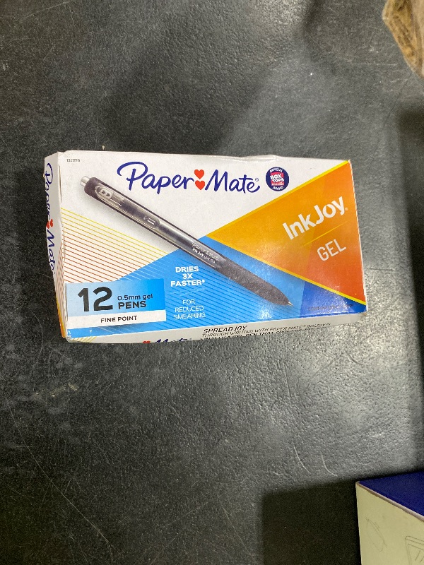 Photo 1 of Paper Mate InkJoy Gel Pen Fine Point Black Ink Pens 0.5mm Fine Tip Ergonomic Comfort Grip Box of 12