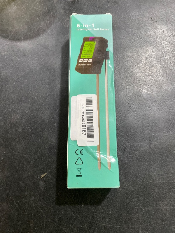 Photo 1 of 6 in 1 Soil Tester Digital Moisture Meter with Dual Probe, pH/Temperature/Moisture/Sunlight/Air Humidity/Fertility, Soil pH Tester for Farming, Gardening, Lawns and More (2*AAA Battery Needed)