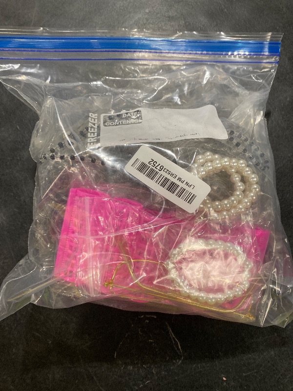 Photo 1 of URATOT 5 Pieces Halloween Old Lady Wig Costume Set Grandma Wig Hair Rollers Glasses Chain Necklace Bracelet