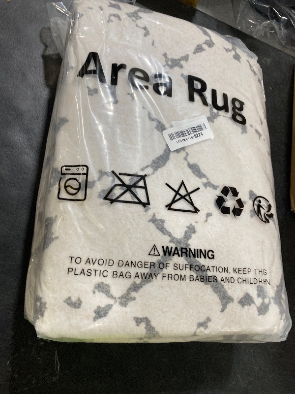 Photo 1 of Deerly 5x7 Area Rugs for Living Room, Washable Rugs Moroccan Boho Farmhouse Rug with Non-Slip Backing, Soft Low Pile Indoor Floor Carpet Neutral Rug for Bedroom Dining Room, Off White/Grey