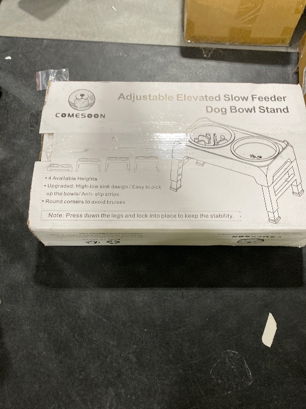 Photo 1 of Elevated 2-in-1 Dog Feeder With Slow Feeder and Water Bowl, 4 Heights Adjustable Raised Stand, Non-Slip Food Bowl for Medium Large Dogs, Black