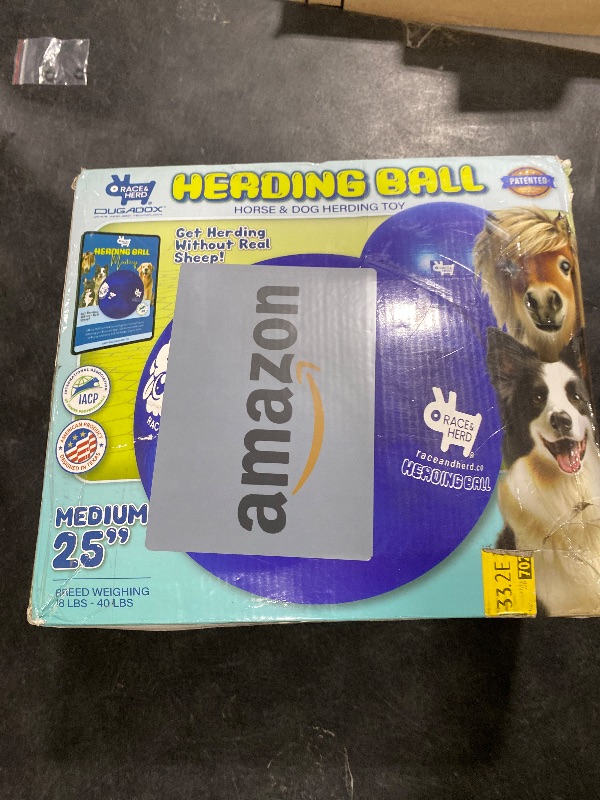 Photo 1 of Race&Herd 25" Original XXL Herding Ball for Dogs - Giant Herding Dog Ball Australian Shepherds, Herding Toys, Dog Training Toy for Medium Breeds, Dog Toy for Outdoor Play (for Medium Dogs, Blue)