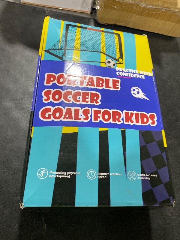 Photo 1 of Kids Soccer Goal Set, 2 of 4x3 ft Soccer Goals for Backyard, Portable Pop Up Soccer Nets Training Equipment with Soccer Ball, Cones, Soccer Net for Family Kids Youth Outdoor Sports Games