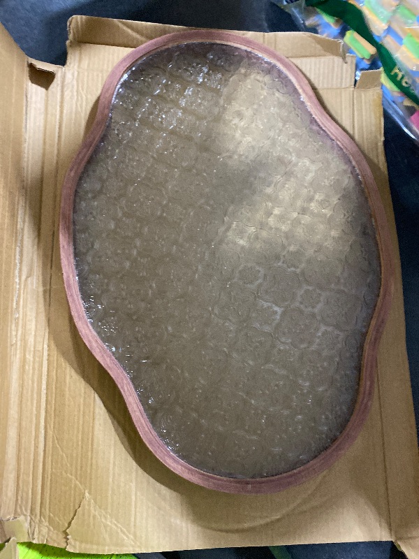 Photo 1 of IwaiLoft Glass Serving Tray with The Crabapple Pattern Glass and Walnut for Kitchen Countertop Home Decor for Coffee Table, Also Suitable for Tea Coffee Decorative Trays (Clear,14.5" x 10" x 1")