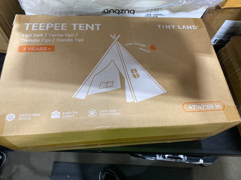Photo 1 of Tiny Land Teepee Tent for Kids – 100% Cotton Play Tent with Padded Mat & Star Lights, Foldable with Carry Bag, Indoor Play Tent for Girls & Boys