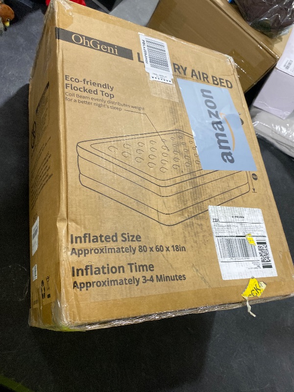 Photo 1 of OhGeni Air Mattress Queen with Built in Pump, Inflatable Blow Up Mattress 18 Raised Comfort,Upgraded Surface Portable Mattress, Air Bed for Camping, Home and Guest, Colchone Inflable, 650 lbs Max