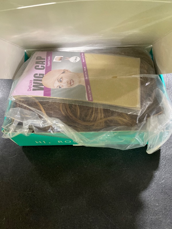 Photo 1 of AISI QUEENS Wigs with Bangs - Long Wavy Wigs, Brown Highlight with Dark Roots, Heat Resistant Synthetic Fibre, Brown Mixed Blonde for Daily Party Use
