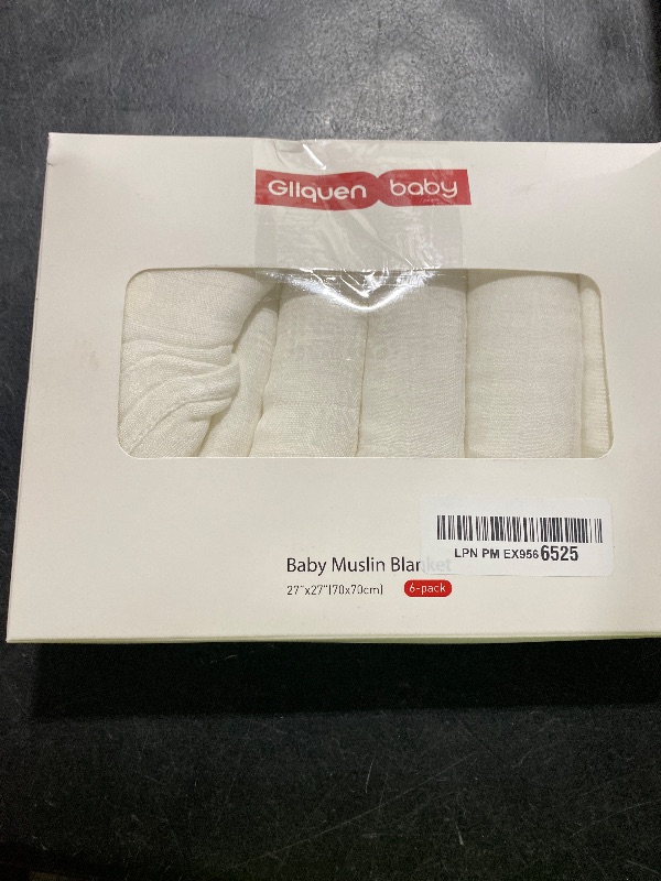 Photo 1 of GLLQUEN BABY Receiving Blanket Boy Cotton Muslin Swaddle Blankets Girl Newborn Squares Breathable & Soft Thin Baby Blankets Cloths Double Absorbent Infant Swaddling Wrap - 6 Pack (White)