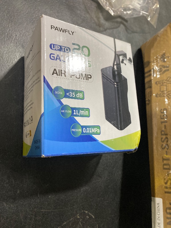 Photo 1 of Pawfly Mini Aquarium Air Pump 15 GPH Quiet Oxygen Aerator Pump with Bracket Airline Tubing Bio Sponge Filter Air Stone Control Valve and Check Valve for 3-20 Gallon Nano Fish Tanks and Buckets