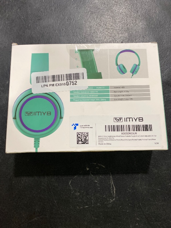 Photo 1 of IMYB V1 Kids Headphones, Wired Stereo Foldable Tangle-Free 3.5mm Adjustable On-Ear Headphones for Kids for School/Toddlers/Childrens/Teens/Boys/Girls/Ipad/Tablet/Kindle/Phones/Travel/Plane (Green)