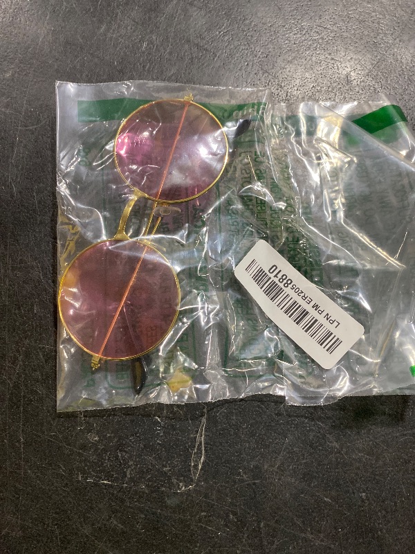 Photo 1 of Round Hippie Glasses, 60s 70s Colored Circle Sunglasses for Women Men Disco Party Costume Accessories (Pink)