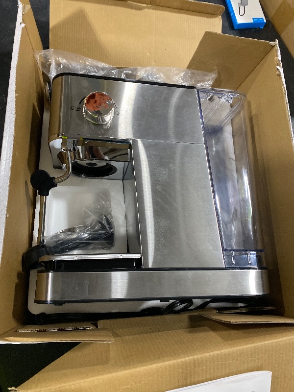 Photo 1 of QJA Espresso Machine with Milk Frother, 20 Bar Compact Espresso Maker with Touch Screen & 57.5oz Removable Water Tank for Home, Stainless Steel Coffee Machine for Cappuccino, Latte, Silver(updated)
