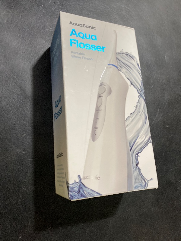 Photo 1 of AquaSonic Cordless Portable Rechargeable Waterproof Aqua Water Flossers for Teeth Cleaning, Oral Irrigator for Dental Cleaning with 5 Jet Tips, Braces, Home and Travel, White