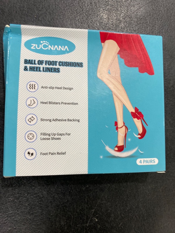 Photo 1 of ZUCNANA Ball of Foot Cushions, Metatarsal Pads Women, Non Slip Heel Pads for Women Shoes Too Big (4 Pairs), Shoe Cushions Heel Grips Liner Prevent Blisters & Slipping (Beige+Black)