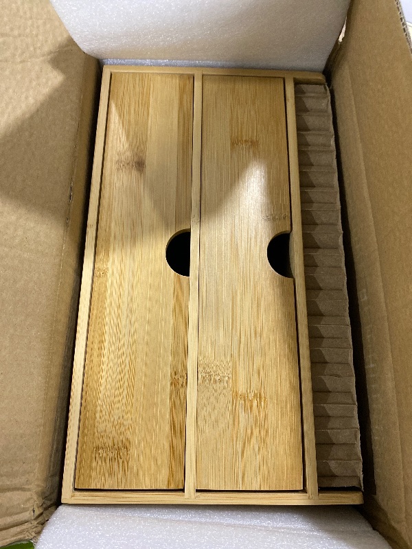 Photo 1 of Wisuce Bamboo Desk Drawer Organizer, 2 Drawer Desktop Organizer with Drawers Tabletop Storage Organization Box for Office Home Toiletries Supplies Vanity, No Assembly Required