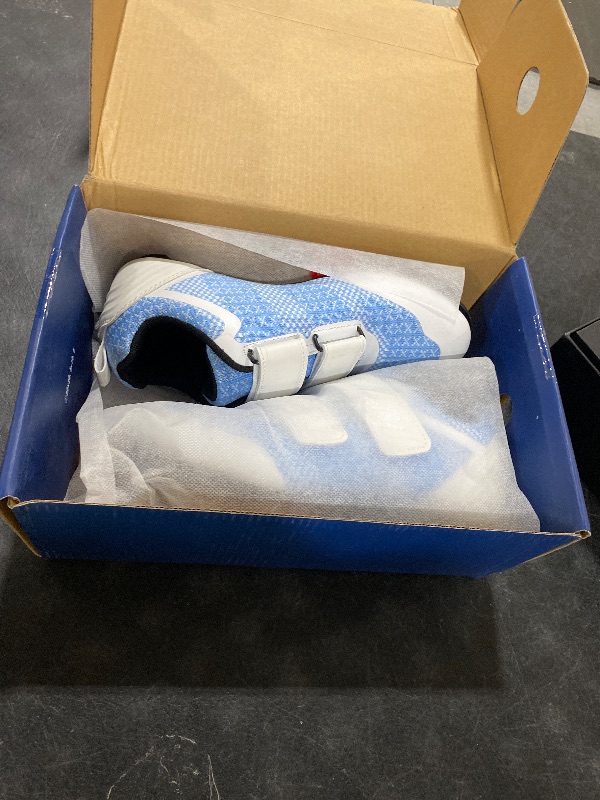 Photo 1 of Unisex Road Bike Cycling Shoes Compatible with Peloton Shimano SPD Bike Riding Shoes for Men Women, 3 Straps, Pre-Installed Delta Cleats for Indoor Outdoor Cycling Biking Size 5.5 (Blue-Two)