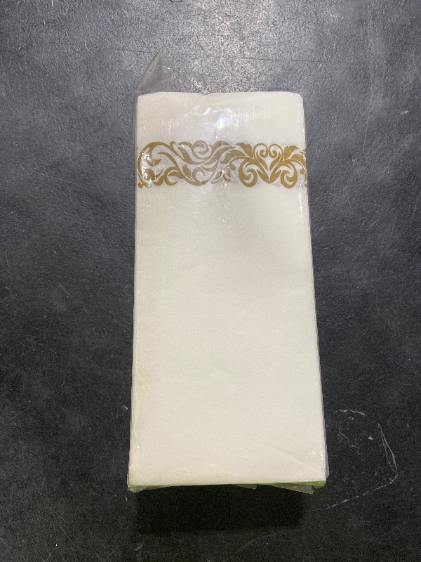 Photo 1 of 200 Pack Disposable Paper Napkins,3-Ply Dinner Napkins with Gold Trim for Guests,Bathroom Paper Hand Towels Soft and Absorbent,Perfect for Christmas,Kitchen,Dinner,Party,Wedding or Event