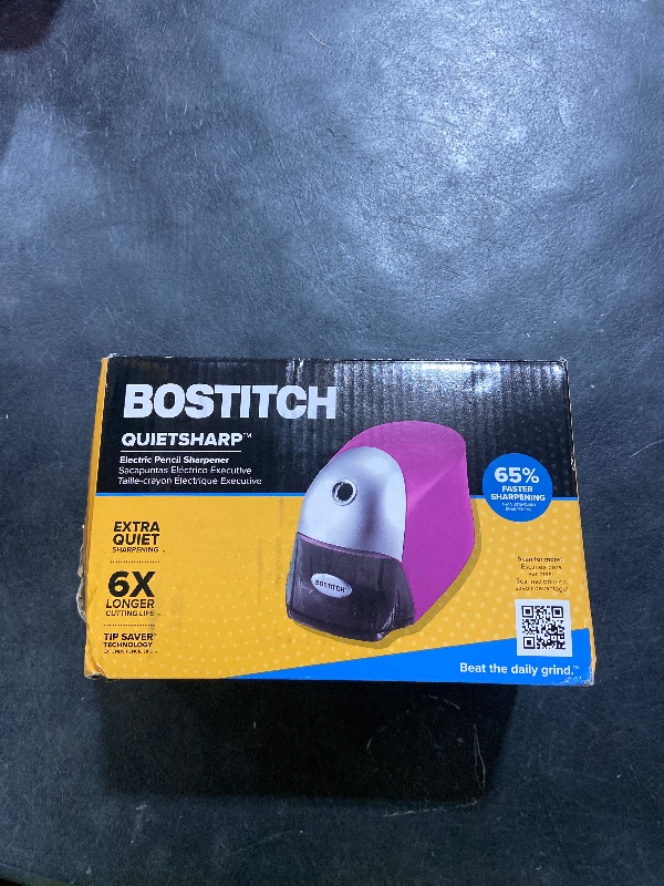 Photo 1 of Bostitch Office QuietSharp Executive Heavy Duty Electric Pencil Sharpener for 65% Faster Sharpening and 6X Longer Cutter Life - Colored Pencil Compatible, Pink