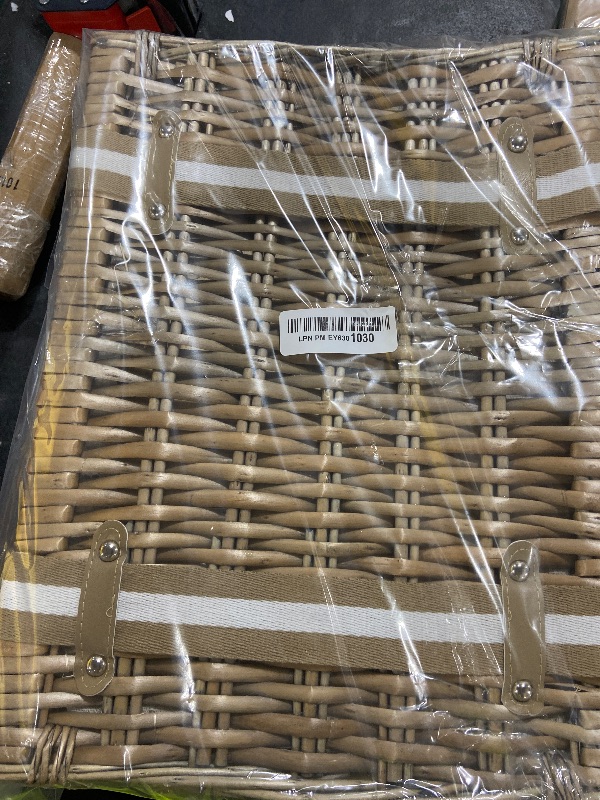 Photo 1 of Willow Picnic Basket Set for 4 Persons with Large Insulated Cooler Bag and Waterproof Picnic Blanket,Wicker Picnic Hamper for Camping,Outdoor,Valentine Day,Chirtmas,Thanks Giving,Birthday.