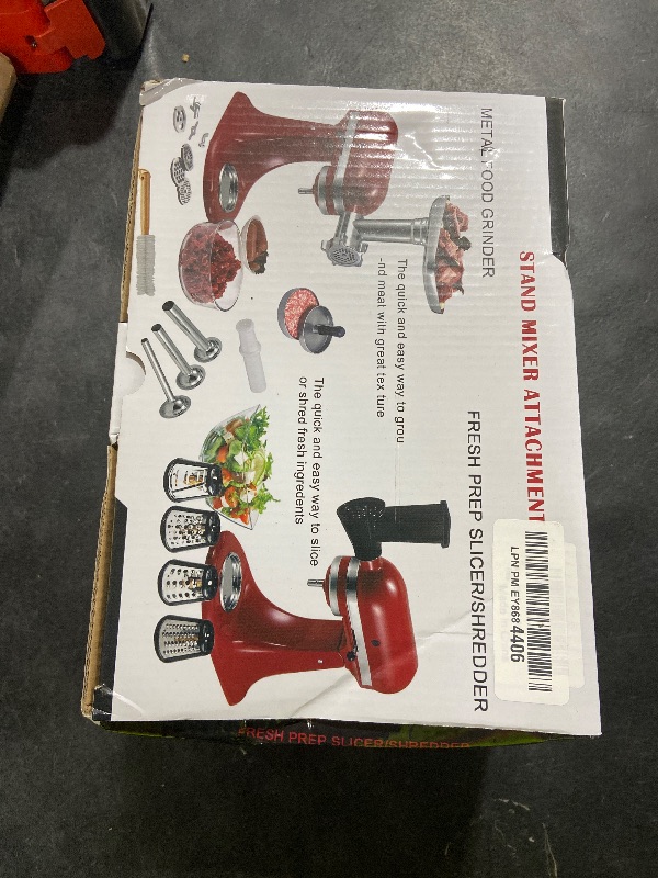 Photo 1 of 2 Set Meat Grinder & Cheese Grater Attachment for KitchenAid Stand Mixer, with 4 Grinding Plates, 3 Metal Sausage Stuffer Tubes, 4 Slicer Shredder Attachment, Burger Press and 3 Blades