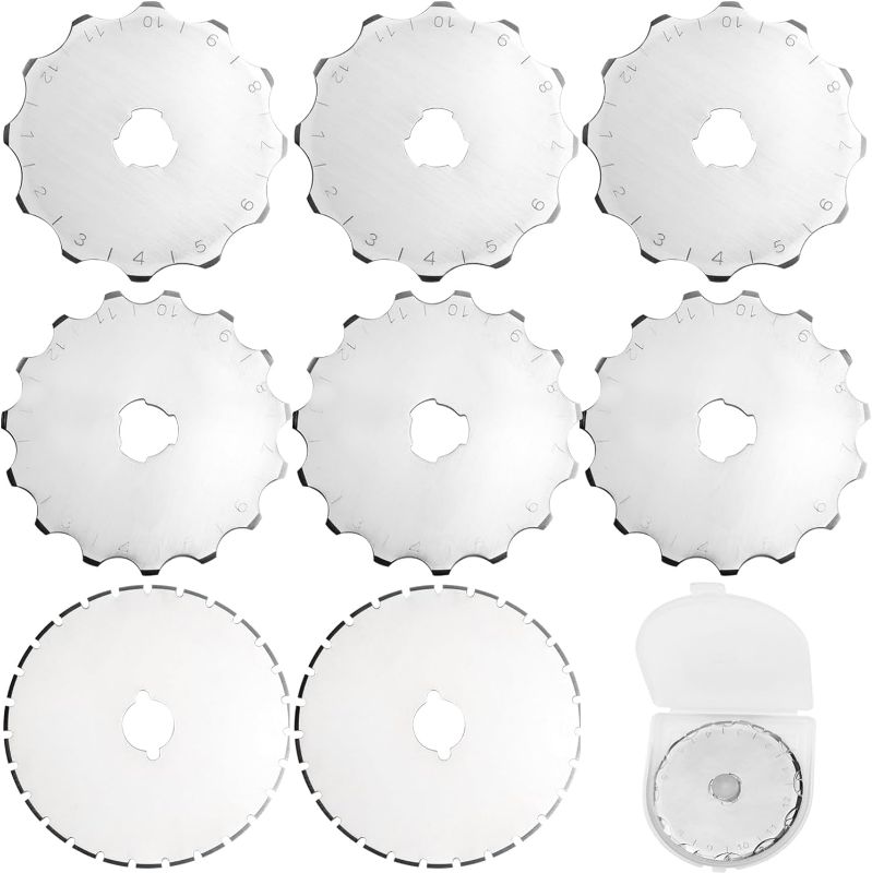 Photo 1 of Wolfride 9Pcs Rotary Cutter Blades 45mm, Rotary Replacement Blades Multi-Tooth Circular Saw Blades for Fabric Cutter Paper Tailor Sewing