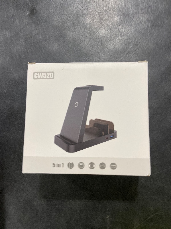 Photo 1 of Wireless Charger for iPhone - 5 in 1 Charging Station for Multiple Devices Apple: Fast Wireless Charging Stand Dock for iPhone 17 16e 16 15 14 13 12 Pro Max Apple Watch Airpods