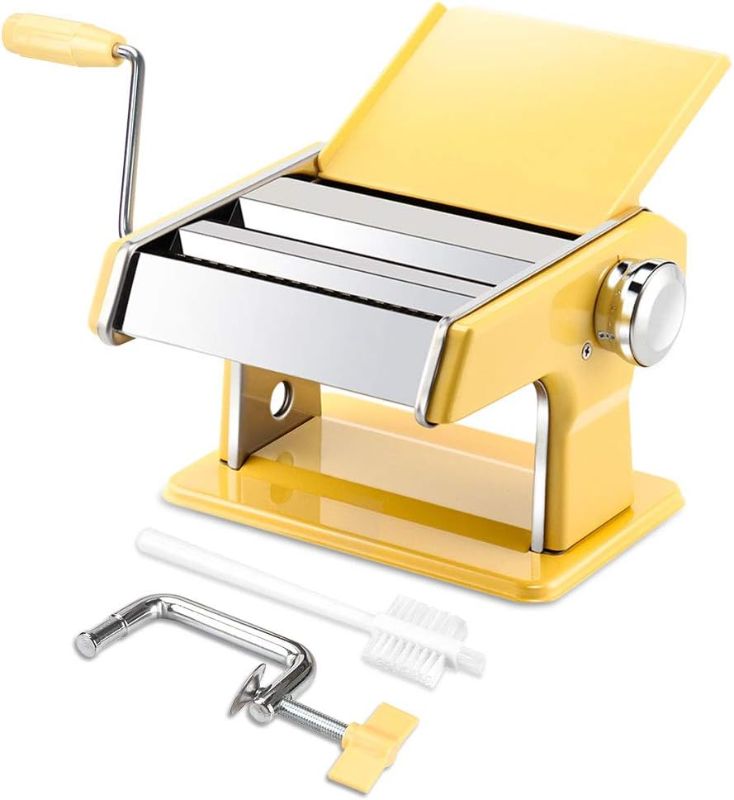 Photo 1 of elabo Pasta Machine - Stainless Steel Roller Pasta Maker - 7 Adjustable Thickness Settings Noodles Maker with Hand Crank, Perfect for Spaghetti, Fettuccini, Lasagna or Dumpling Skins