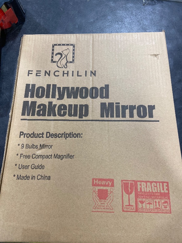 Photo 1 of FENCHILIN Hollywood Mirror with Light Lighted Makeup Mirror Vanity Makeup Mirror Smart Touch Control 3Colors Dimable Light Detachable 10X Magnification 360°Rotation(White)