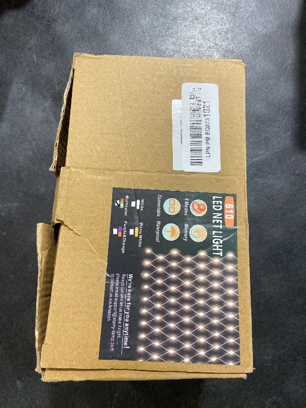 Photo 1 of Christmas Net Lights, 610 LED Large Outdoor Net Mesh Lights 34.5X 5ft, 8 Modes Waterproof Twinkle String Lights Connectable for Bushes Halloween Yard Decor, Colorful