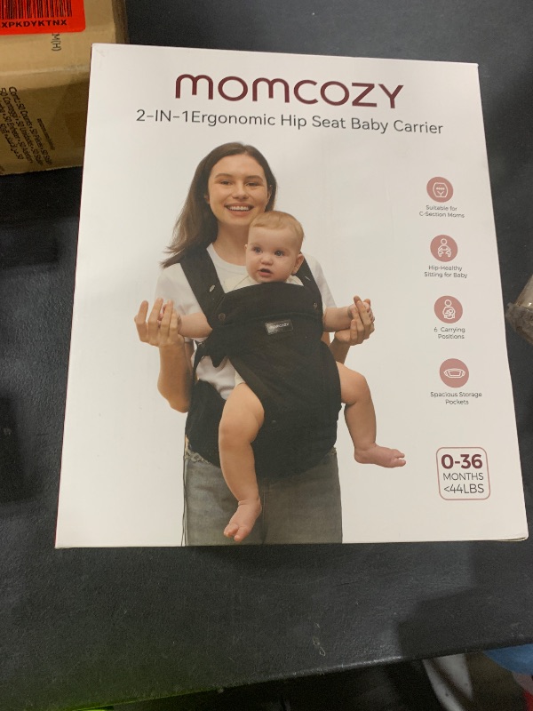 Photo 1 of Momcozy Baby Carrier with Hip Seat, 2-in-1 Forward-Facing Carry for Active Babies, Detachable Hands-Free Infant Carrier up to 44lbs, All Seasons Toddler Carrier Fits Waist Sizes up to 45 Inches, Black