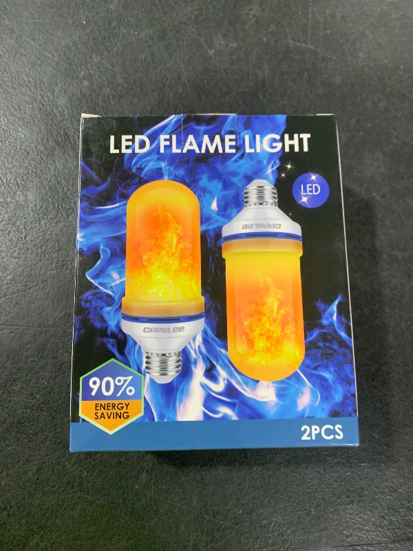 Photo 1 of Halloween Decorations Upgraded LED Flame Light Bulbs, 4 Modes Fire Flame Bulb, E26 Base Flickering Light Bulbs, Christmas Decorations Outdoor Indoor Patio Home Decor (Yellow, 2 Pack)