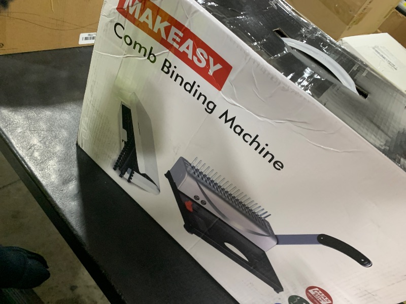 Photo 1 of MAKEASY Binding Machine, 21-Hole, 450 Sheets, Comb Binding Machines with 1 Box Comb Bindings Spines, Comb Binder for Letter Size, A4, A5 Paper