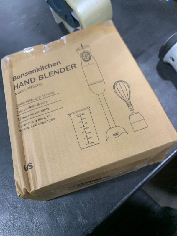 Photo 1 of Bonsenkitchen Immersion Blender Handheld, 12-Speed and Turbo Hand Blender Electric with Sharp Blades, 3-In-1 Hand Held Stick Mixer with Egg Whisk, 24oz Beaker for Soups, Smoothies, Sauce