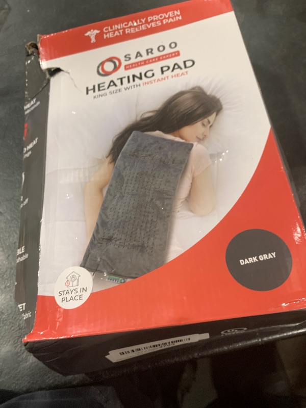 Photo 1 of SAROO Heating Pad for Back Pain Relief,Massaging Weighted Heating Pads for Neck, Shoulder,Cramp,Portable Heated Pad with 3 Heat Settings & 6 Massage,18 Relaxing Combinations,Auto Off,12"*24",Dark Grey