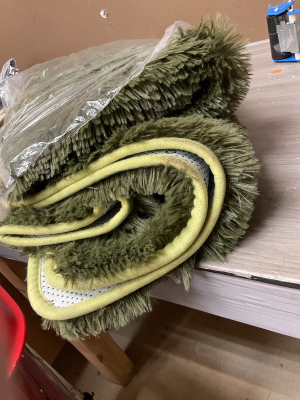Photo 1 of Przemy Fluffy Rug for Bedroom Living Room, 2x6 Feet Olive Green Shag Area Rugs, Soft Fuzzy Carpet for Bedside Nursery Kids Room College Dorm, Plush Throw Rug for Home Decor