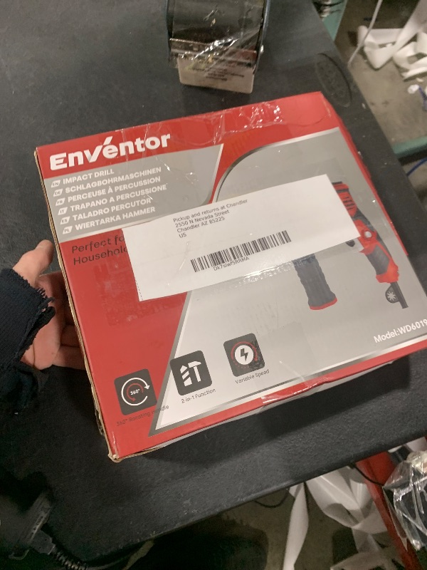Photo 1 of Enventor 7.5 Amp Hammer Drill, 1/2 Inch Electric Drill Hammer, 900W 0-3000RPM Variable Speed, 360° Auxiliary Handle, Lightweight Corded Hammer & Drill 2 in 1 Functions with 9pcs Bit for Metal, Wood