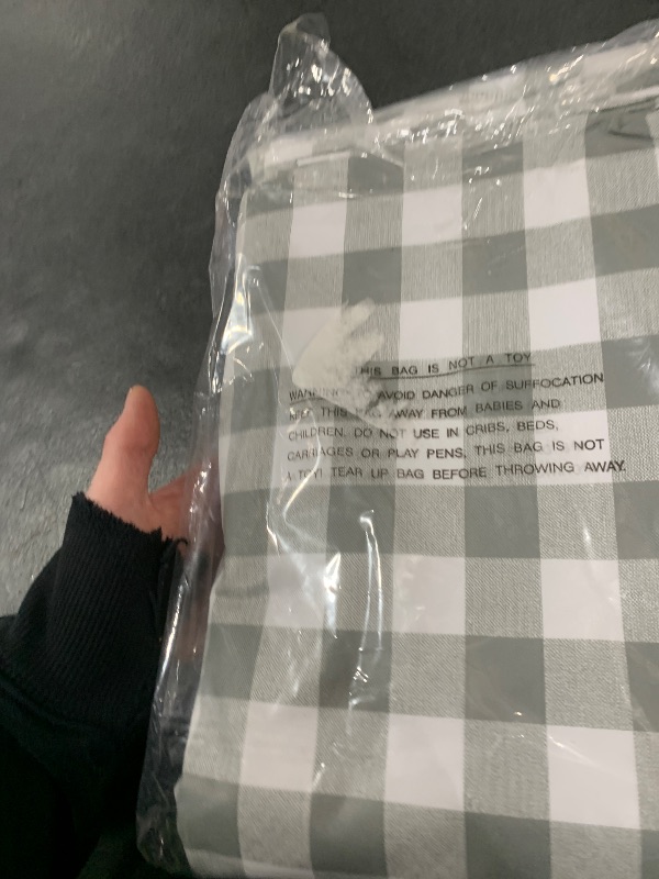 Photo 1 of Heavy Duty Vinyl Tablecloth with Flannel Backing Waterproof Oil-Proof Plastic Table Cloth Stain-Resistant Wipeable Rectangle or Square Table Cover for Indoor and Outdoor (Grey Checkered, 60x102 Inch)