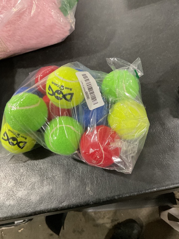 Photo 1 of INSUM Tennis Balls for Dogs - 12 Pack 2.5'' Durable Non-Toxic Outdoor Dog Toys Balls with Mesh Bag, SGS Certified, Colorful Fetch Toys, Medium Large Breeds (Non Squeaky)
