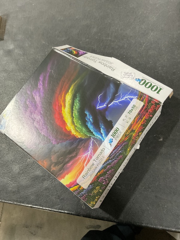 Photo 1 of Blueforest 1000 Piece Puzzles for Adults, Rainchbow Tornado Jigsaw Puzzles for Adults, Hard Challenge Art Jigsaw Puzzle, for Gifts Birthday Party Games Family, 27.5 * 19.7 inch Dust Free Puzzle