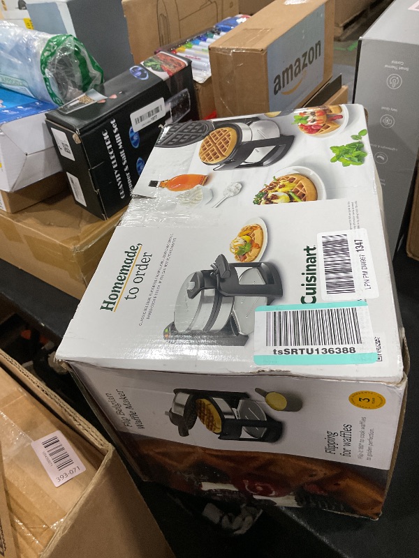 Photo 1 of Cuisinart Round Flip Belgian Waffle Maker, Black/Silver, 1 inch thick, WAF-F30NAS