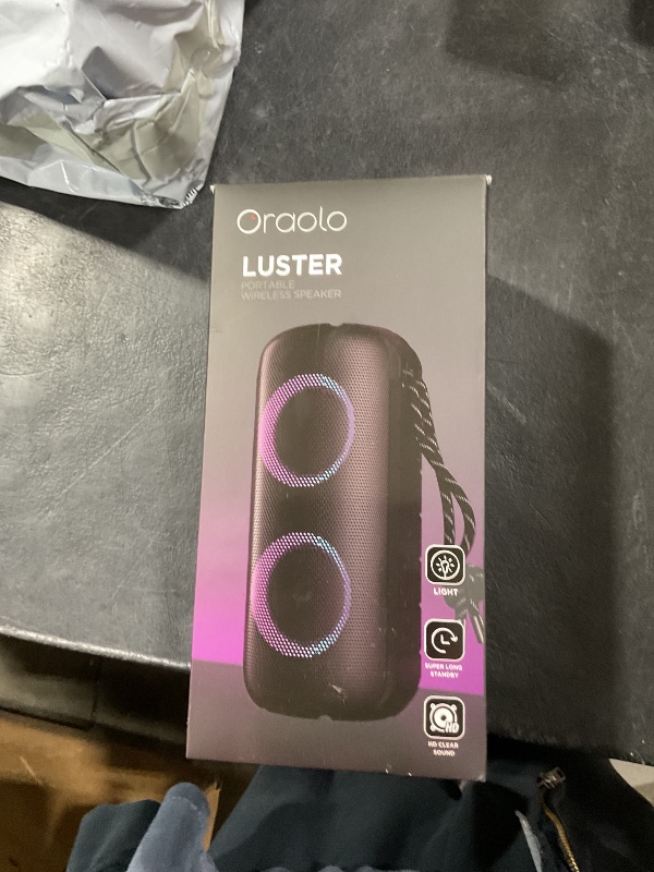Photo 1 of BUGANI Luster Bluetooth Speakers, Portable Wireless Stereo Speaker with Colorful Lights, Loud Sound, Bluetooth 5.3, 24H Playtime, IPX6 Waterproof, AUX-in, for Home/Outdoor/Camping/Beach