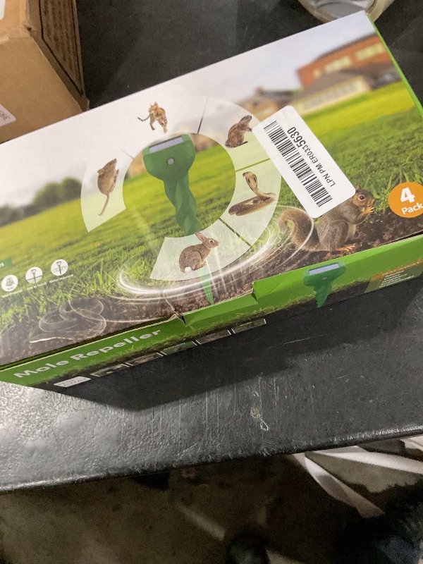 Photo 1 of Mole Repellent Solar Powered, 4 Pack Snake Repellent for Yard, Waterproof Ultrasonic Deterrent Stake, Get Rid for Rabbit, Gopher, Vole, Skunk, Chipmunk, Rodent, Groundhog Sonic Spikes for Lawns Garden