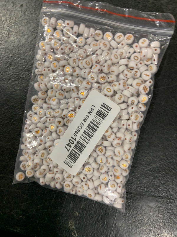 Photo 1 of 600Pcs White Acrylic Number Beads for Jewelry Making,4x7mm Gold 0-9 Number Beads for DIY Bracelets,Necklaces, Key Chains Crafts (Round, Flat)