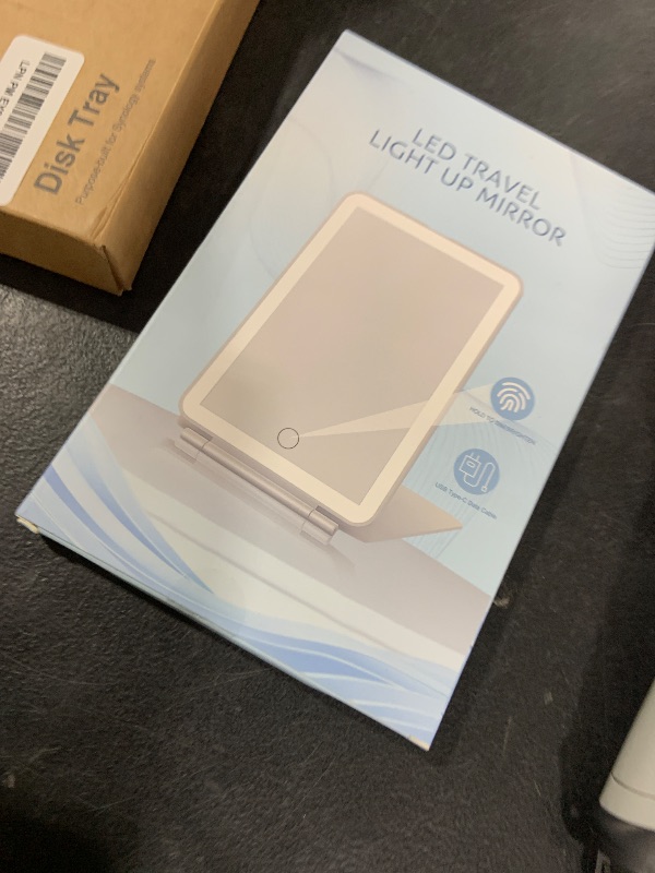 Photo 1 of Koolstuffs Travel Mirror with Light, Rechargeable Portable Makeup Mirror with Battery-Powered, 3 Colors LED Lighting, Dimmable Touch Screen Vanity Lighted Mirror