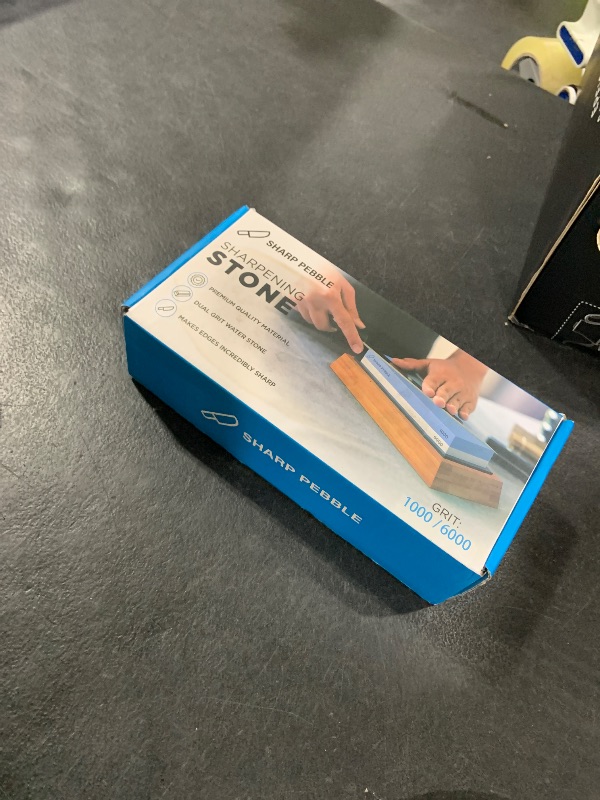 Photo 1 of Sharp Pebble Premium Whetstone Knife Sharpening Stone 2 Side Grit 1000/6000 Waterstone- Whetstone Knife Sharpener- NonSlip Bamboo Base & Angle Guide