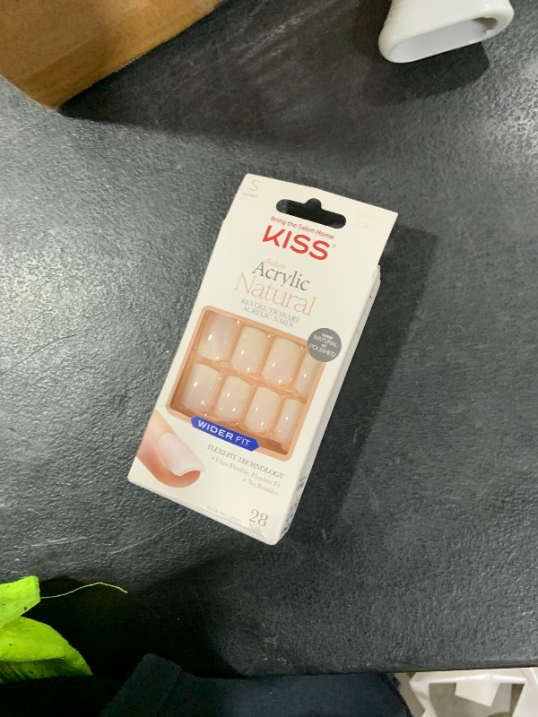 Photo 1 of KISS Salon Acrylic Wider Fit Natural Fake Nails, ‘Rare’, 28 Acrylic-Infused, Bubble-Free, Flexible, Durable, False Glue-On Nails