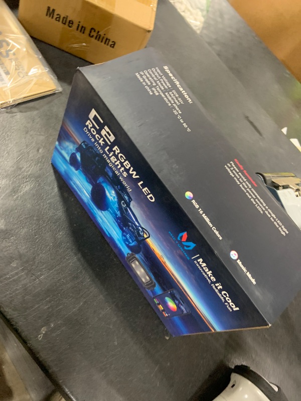 Photo 1 of MICTUNING C2 Curved RGBW LED Rock Lights - 8 Pods Underglow Multicolor Neon Light with Wiring Switch Kit, Bluetooth Controller with APP Control